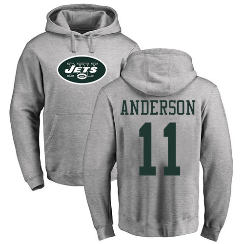 New York Jets Men Ash Robby Anderson Name and Number Logo NFL Football #11 Pullover Hoodie Sweatshirts->nfl t-shirts->Sports Accessory